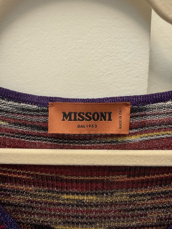 Authentic MISSONI Multicolor Lurex Knit V-Neck Top - Made in Italy - Picture 5 of 6